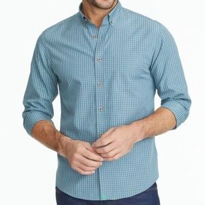 UNTUCKit Kabashi Wrinkle-Free Check Shirt Small Green Blue Button Down
